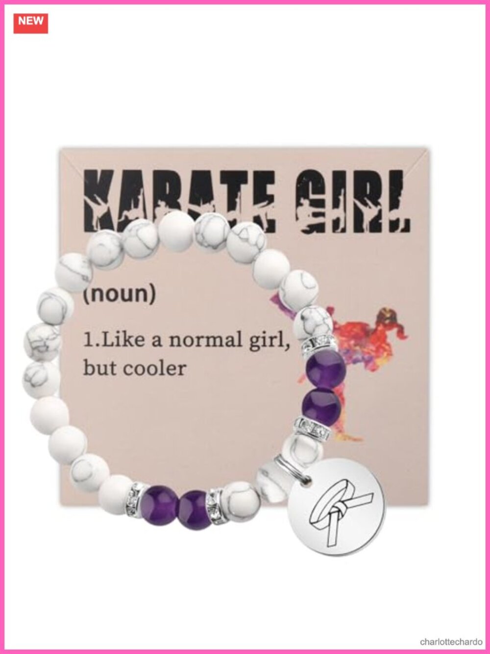 Stainless Steel Adjustable Karate Bracelet Motivational Gift with Card